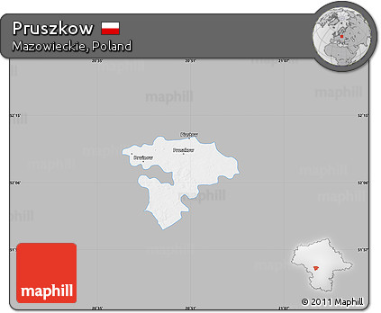 Gray Map of Pruszkow, single color outside