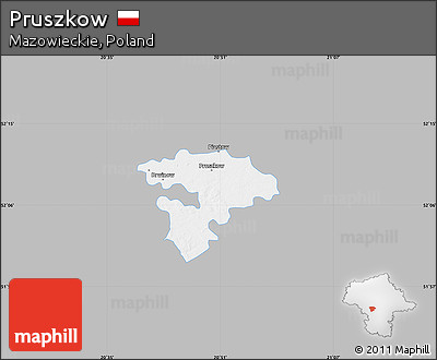 Gray Map of Pruszkow, single color outside
