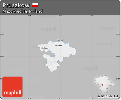 Gray Map of Pruszkow, single color outside