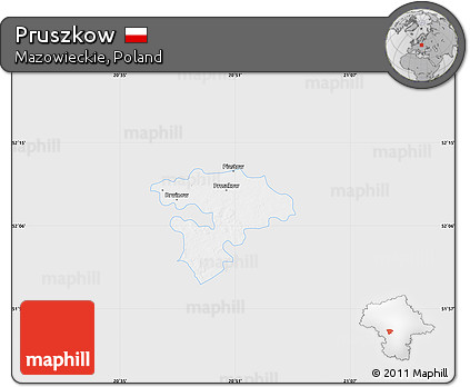 Silver Style Map of Pruszkow, single color outside