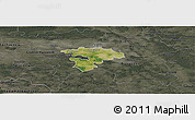 Satellite Panoramic Map of Pruszkow, darken, semi-desaturated
