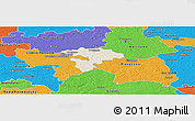 Shaded Relief Panoramic Map of Pruszkow, political outside