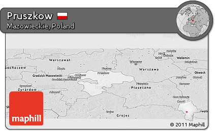 Silver Style Panoramic Map of Pruszkow