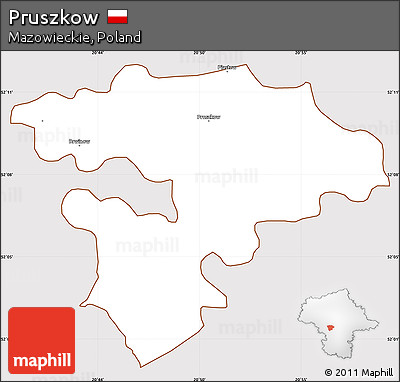 Classic Style Simple Map of Pruszkow, cropped outside