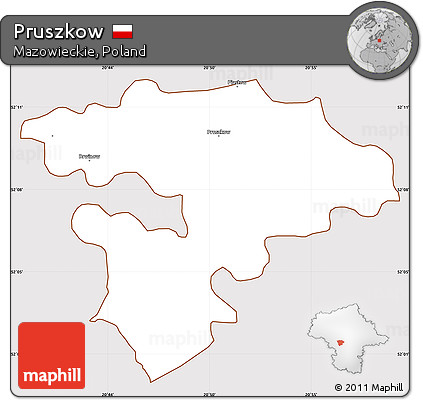 Classic Style Simple Map of Pruszkow, cropped outside