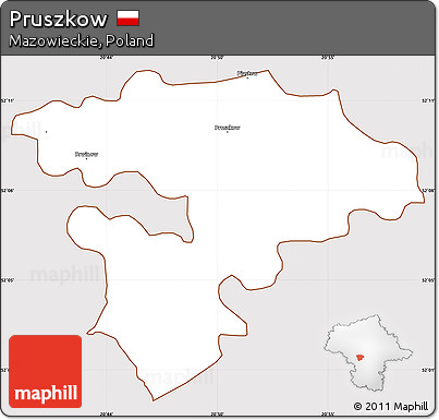 Classic Style Simple Map of Pruszkow, cropped outside