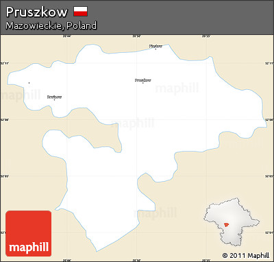 Classic Style Simple Map of Pruszkow, single color outside