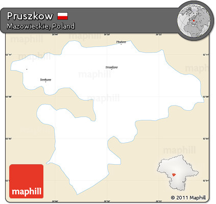 Classic Style Simple Map of Pruszkow, single color outside