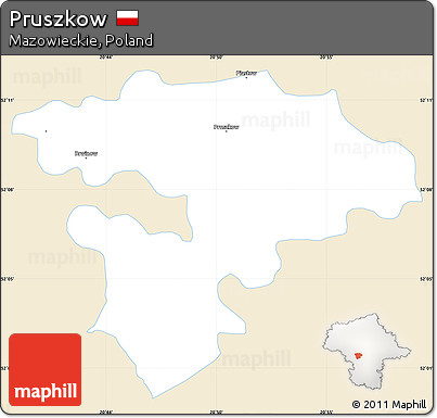 Classic Style Simple Map of Pruszkow, single color outside