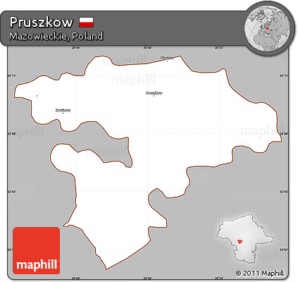 Gray Simple Map of Pruszkow, cropped outside
