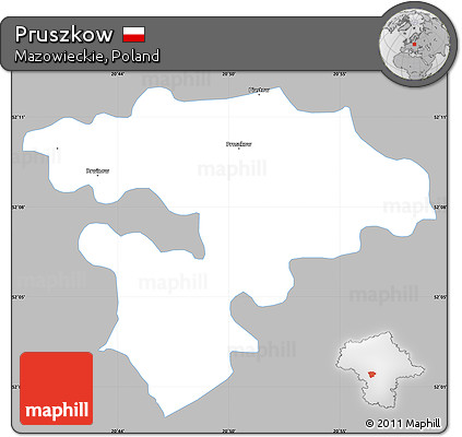 Gray Simple Map of Pruszkow, single color outside