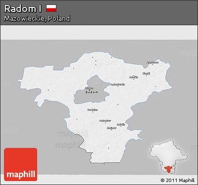Gray 3D Map of Radom I, single color outside
