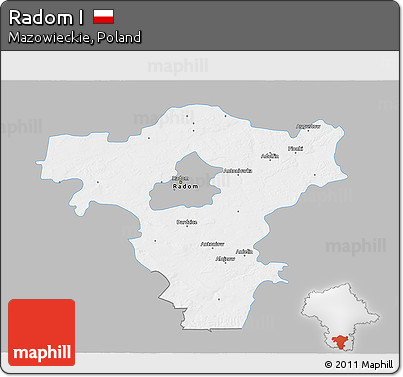 Gray 3D Map of Radom I, single color outside