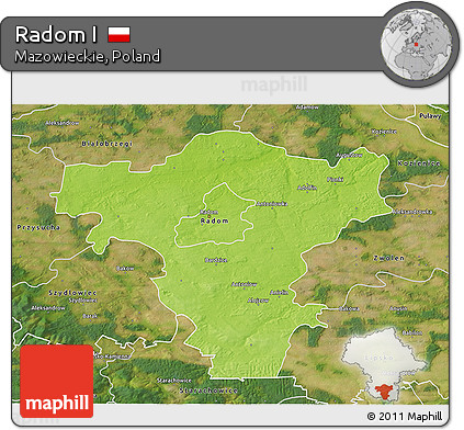 Physical 3D Map of Radom I, satellite outside