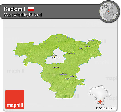 Physical 3D Map of Radom I, single color outside