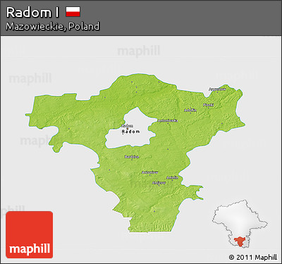 Physical 3D Map of Radom I, single color outside