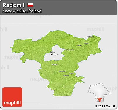 Physical 3D Map of Radom I, single color outside