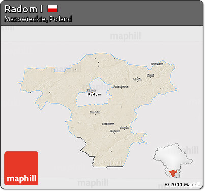 Shaded Relief 3D Map of Radom I, single color outside