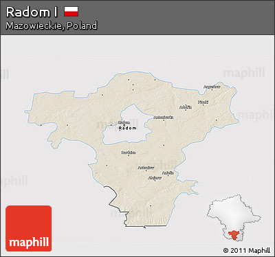 Shaded Relief 3D Map of Radom I, single color outside