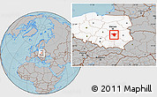 Gray Location Map of Radom I, highlighted country, hill shading