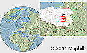 Savanna Style Location Map of Radom I, highlighted country, hill shading