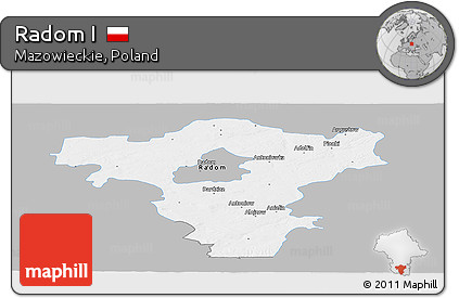 Gray Panoramic Map of Radom I, single color outside