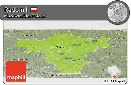 Physical Panoramic Map of Radom I, semi-desaturated