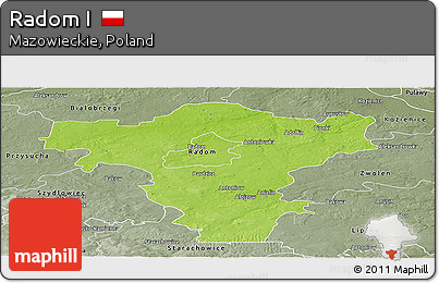 Physical Panoramic Map of Radom I, semi-desaturated