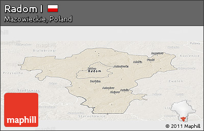 Shaded Relief Panoramic Map of Radom I, lighten