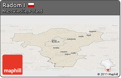 Shaded Relief Panoramic Map of Radom I, lighten