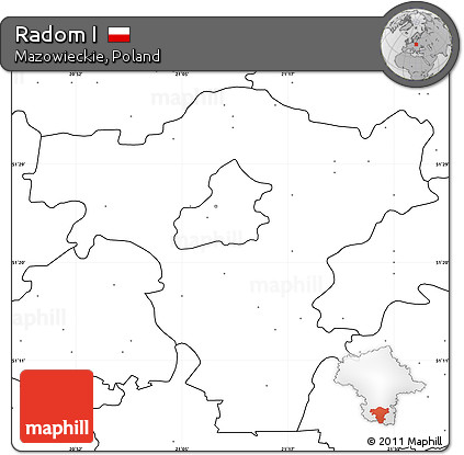 Blank Simple Map of Radom I, no labels
