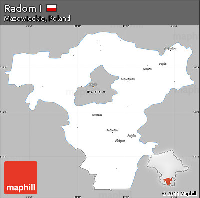 Gray Simple Map of Radom I, single color outside