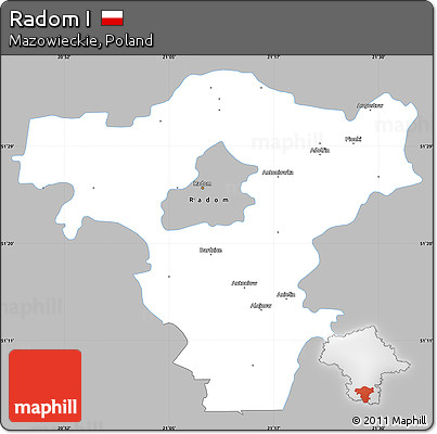 Gray Simple Map of Radom I, single color outside