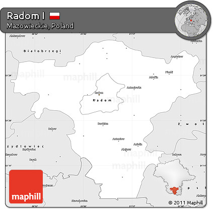 Silver Style Simple Map of Radom I