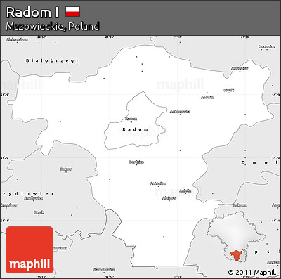 Silver Style Simple Map of Radom I