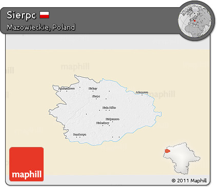 Classic Style 3D Map of Sierpc, single color outside
