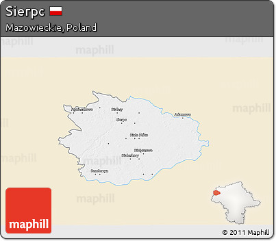 Classic Style 3D Map of Sierpc, single color outside