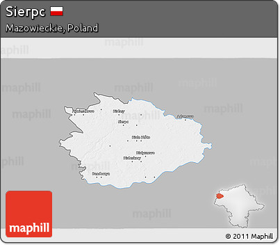 Gray 3D Map of Sierpc, single color outside