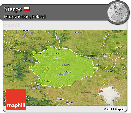 Physical 3D Map of Sierpc, satellite outside