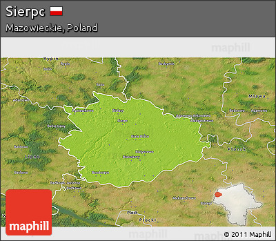 Physical 3D Map of Sierpc, satellite outside
