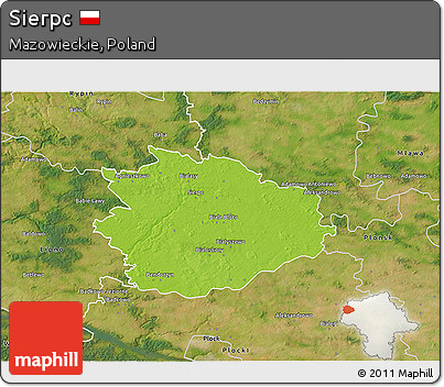 Physical 3D Map of Sierpc, satellite outside