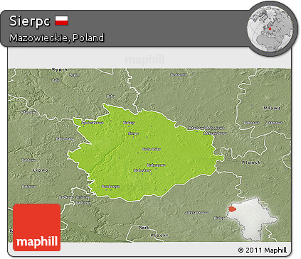 Physical 3D Map of Sierpc, semi-desaturated
