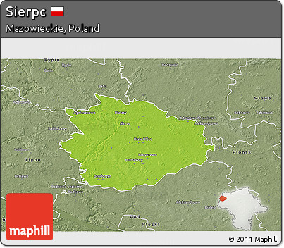 Physical 3D Map of Sierpc, semi-desaturated
