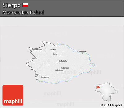 Silver Style 3D Map of Sierpc, single color outside
