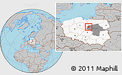 Gray Location Map of Sierpc, highlighted country, highlighted parent region