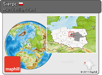 Physical Location Map of Sierpc, highlighted country, highlighted parent region