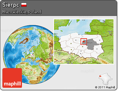 Physical Location Map of Sierpc, highlighted country, highlighted parent region