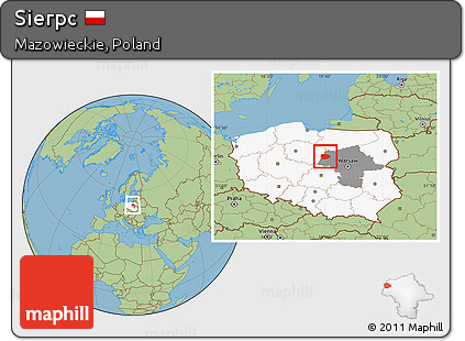 Savanna Style Location Map of Sierpc, highlighted country, highlighted parent region