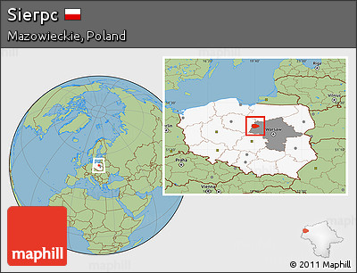 Savanna Style Location Map of Sierpc, highlighted country, highlighted parent region