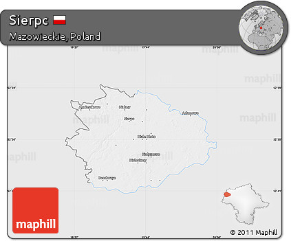 Silver Style Map of Sierpc, single color outside